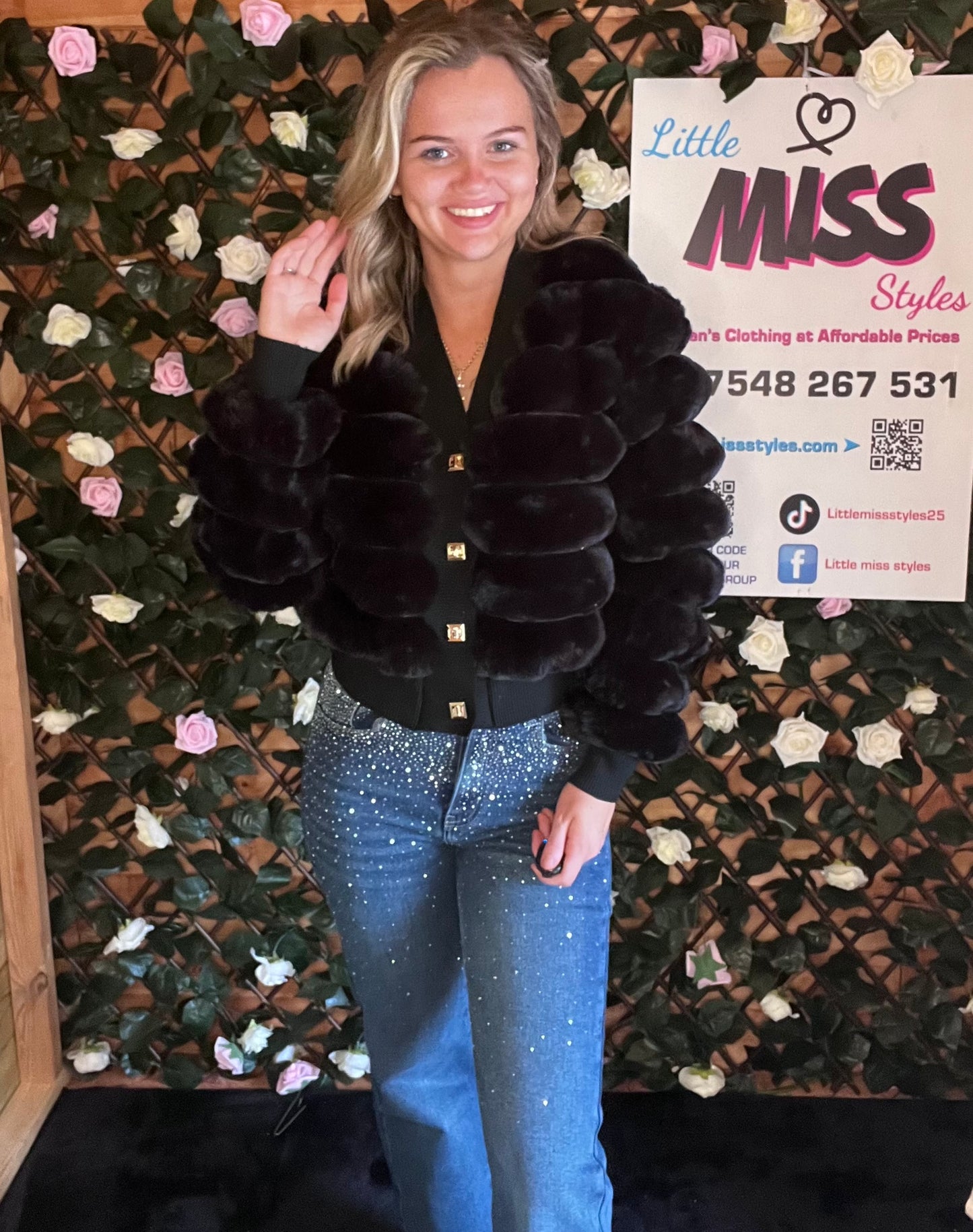 Faux fur cardigan