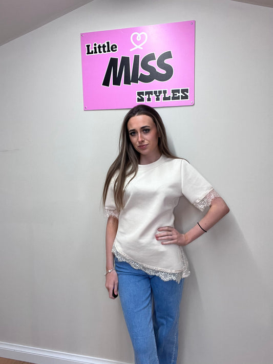 A line top with lace trim