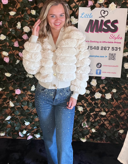 Faux fur cardigan