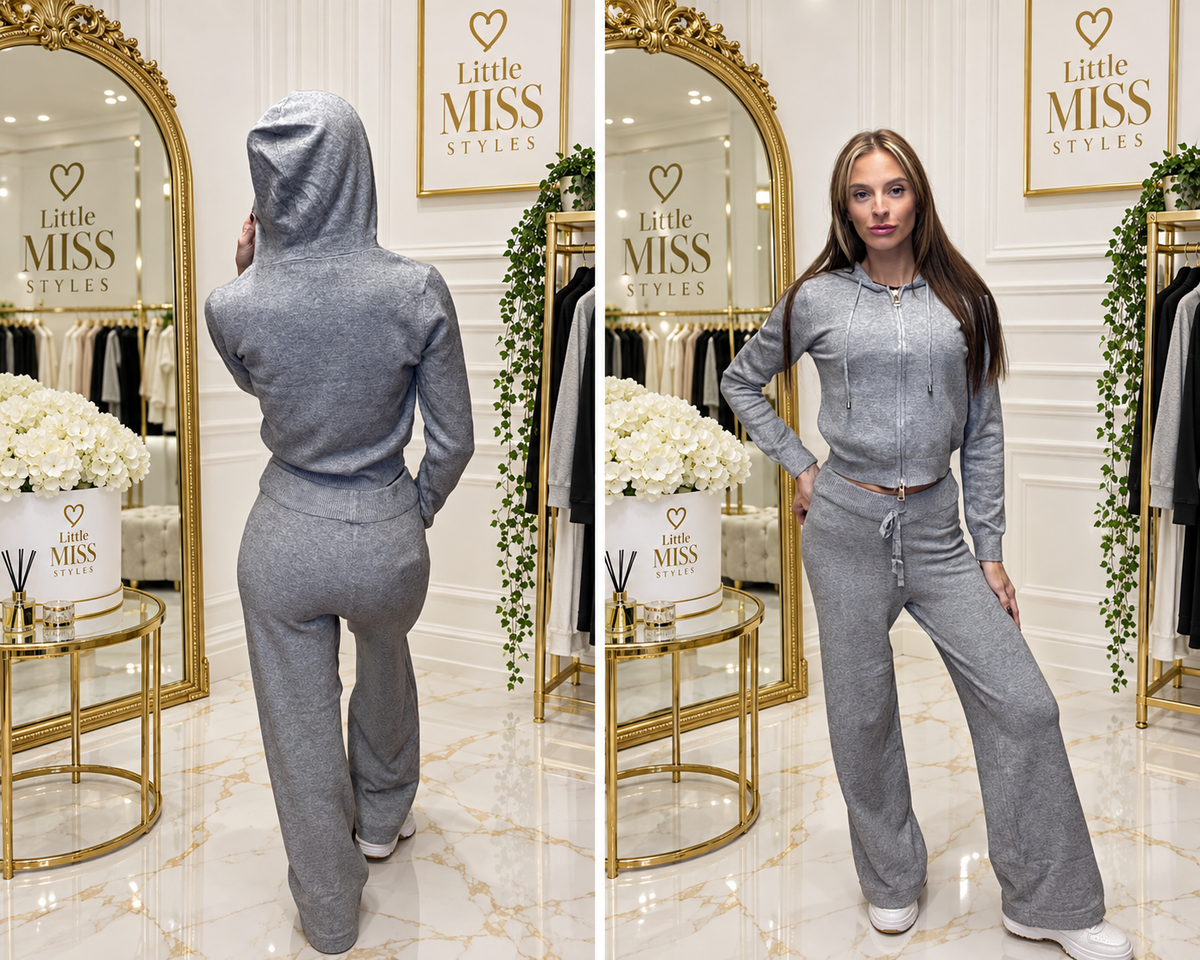 Soft knit hooded lounge- GREY