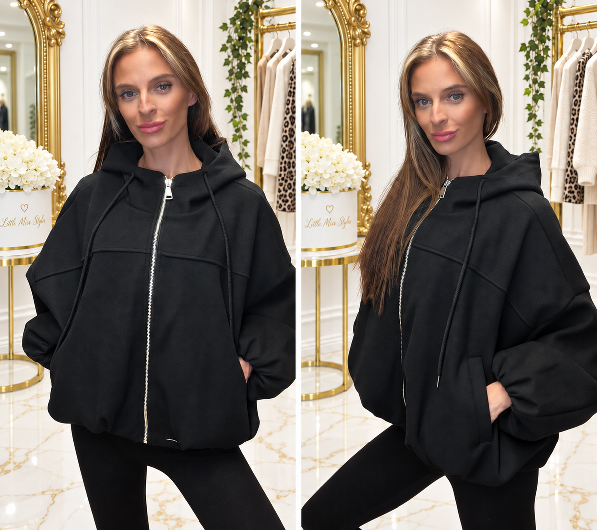 Soft knit bomber-black