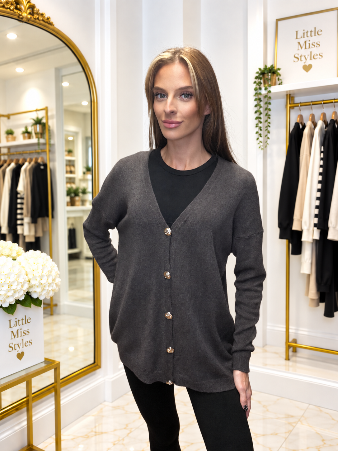 Long line cardi- chocolate