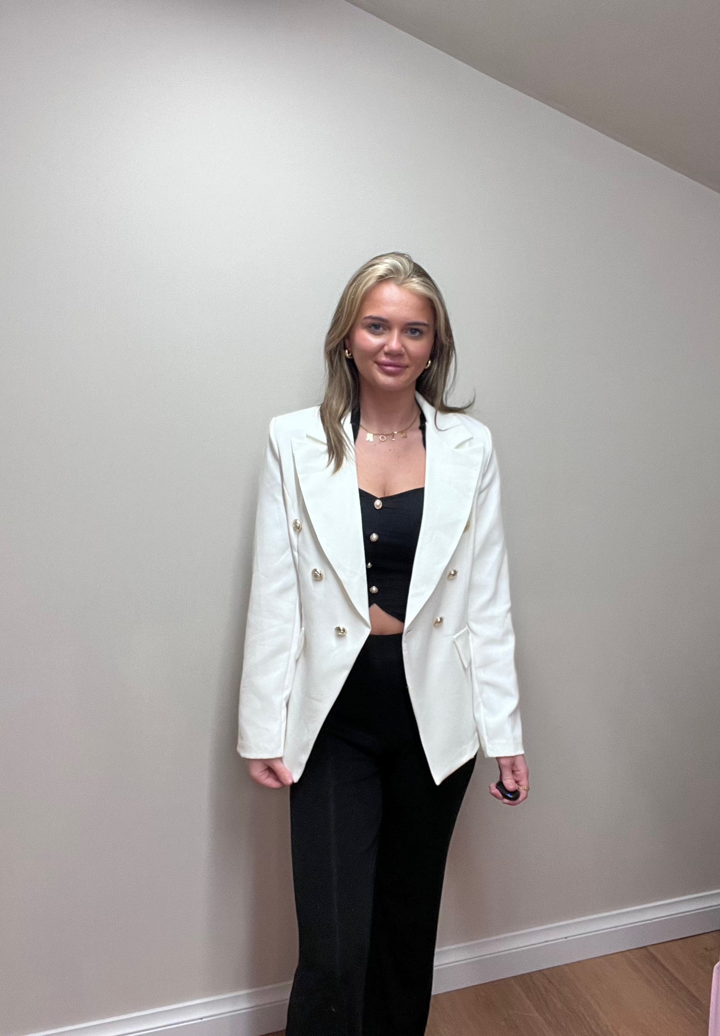 Gold button blazer