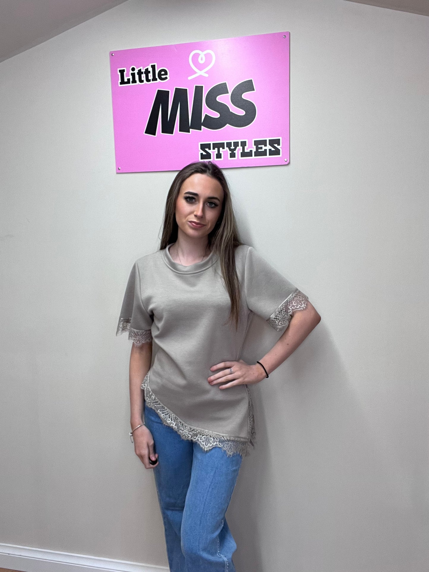 A line top with lace trim