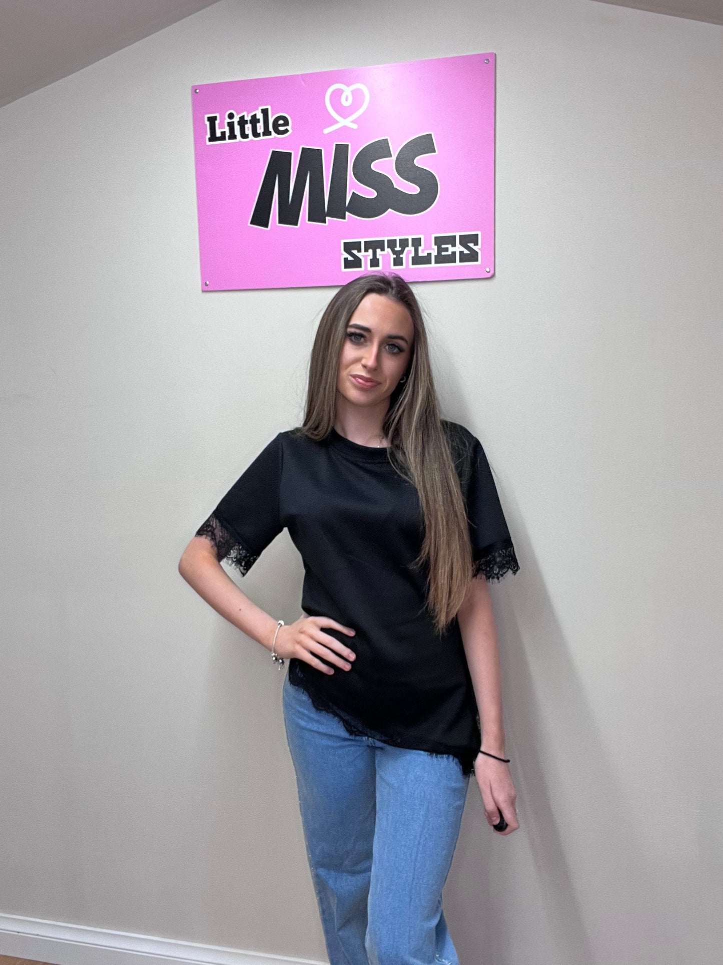 A line top with lace trim