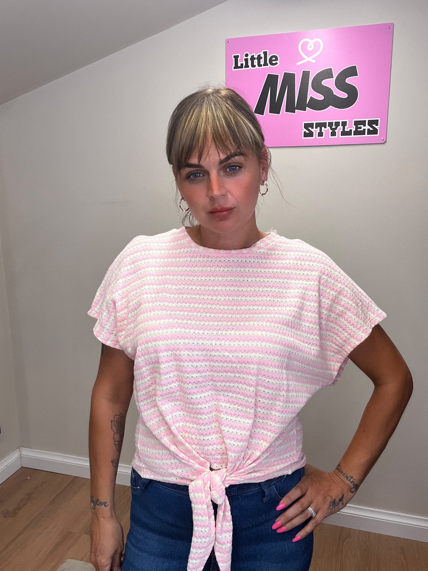 Striped tie top. (Various colours)
