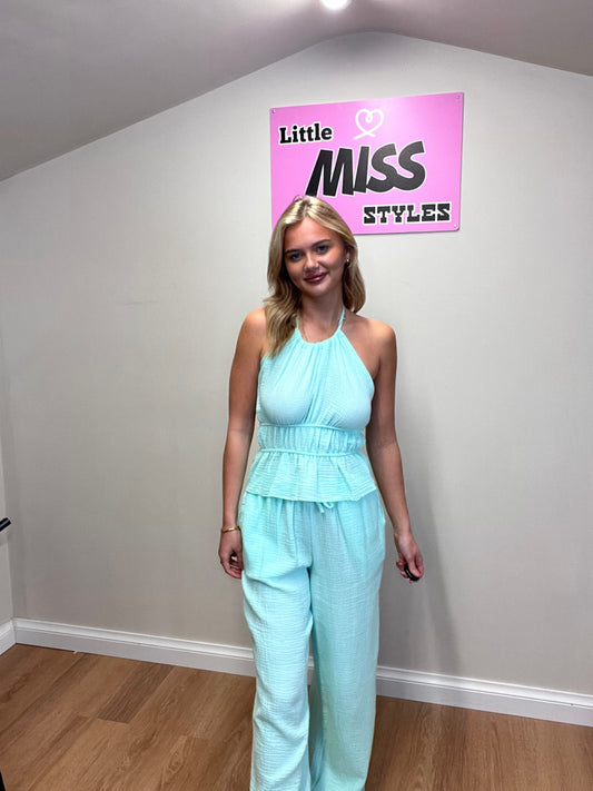 Cheesecloth trousers set. Click for colour