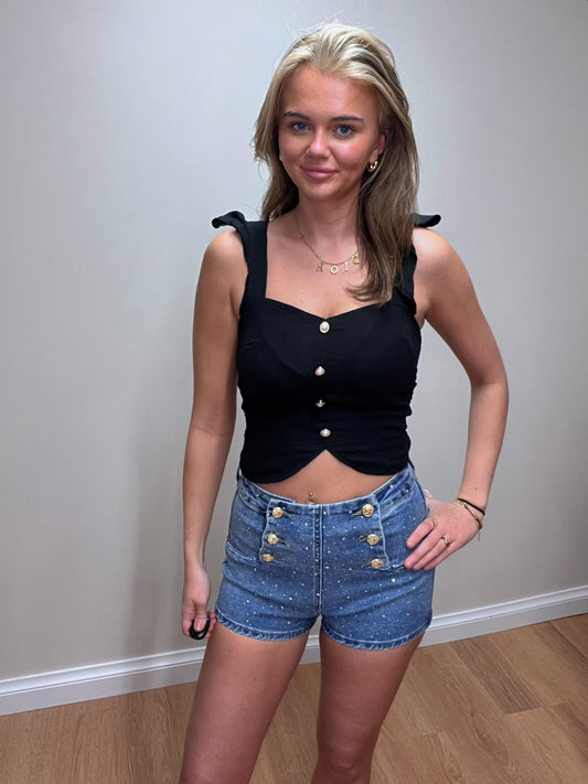 High waisted denim shorts