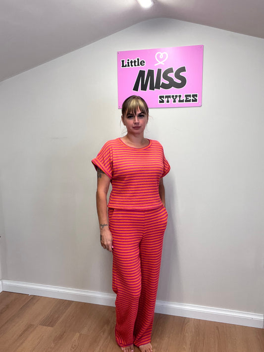 Striped trouser set.