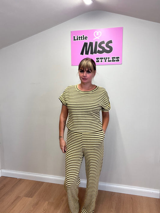 Striped trouser set.