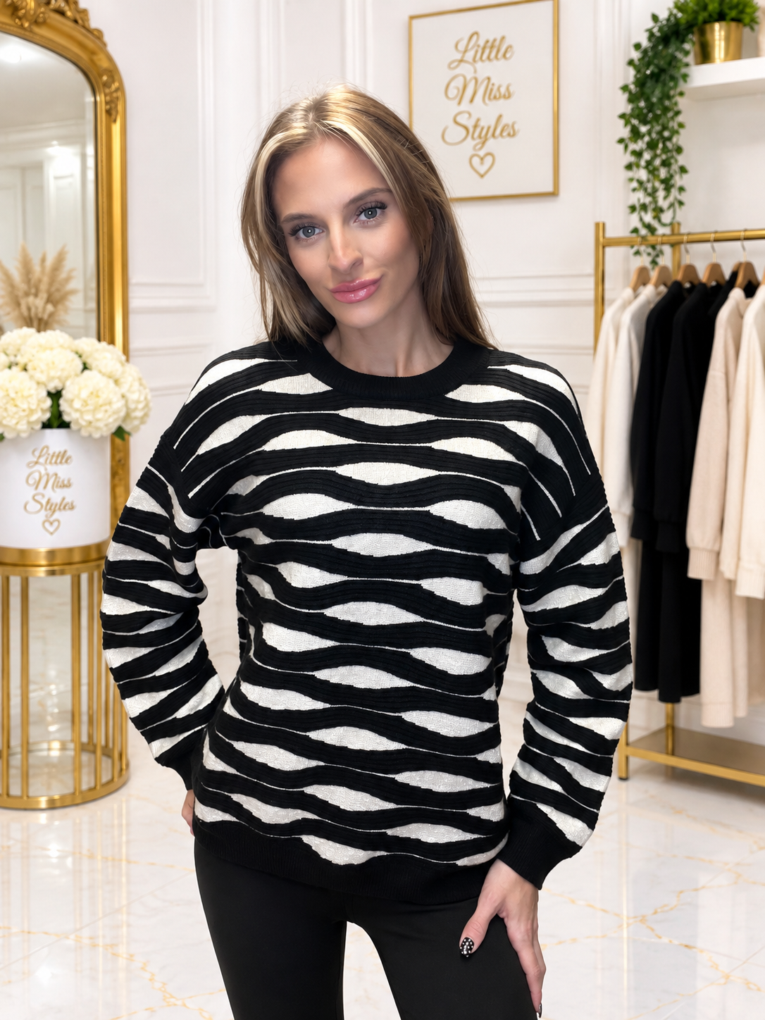 Pattern jumper-BLACK