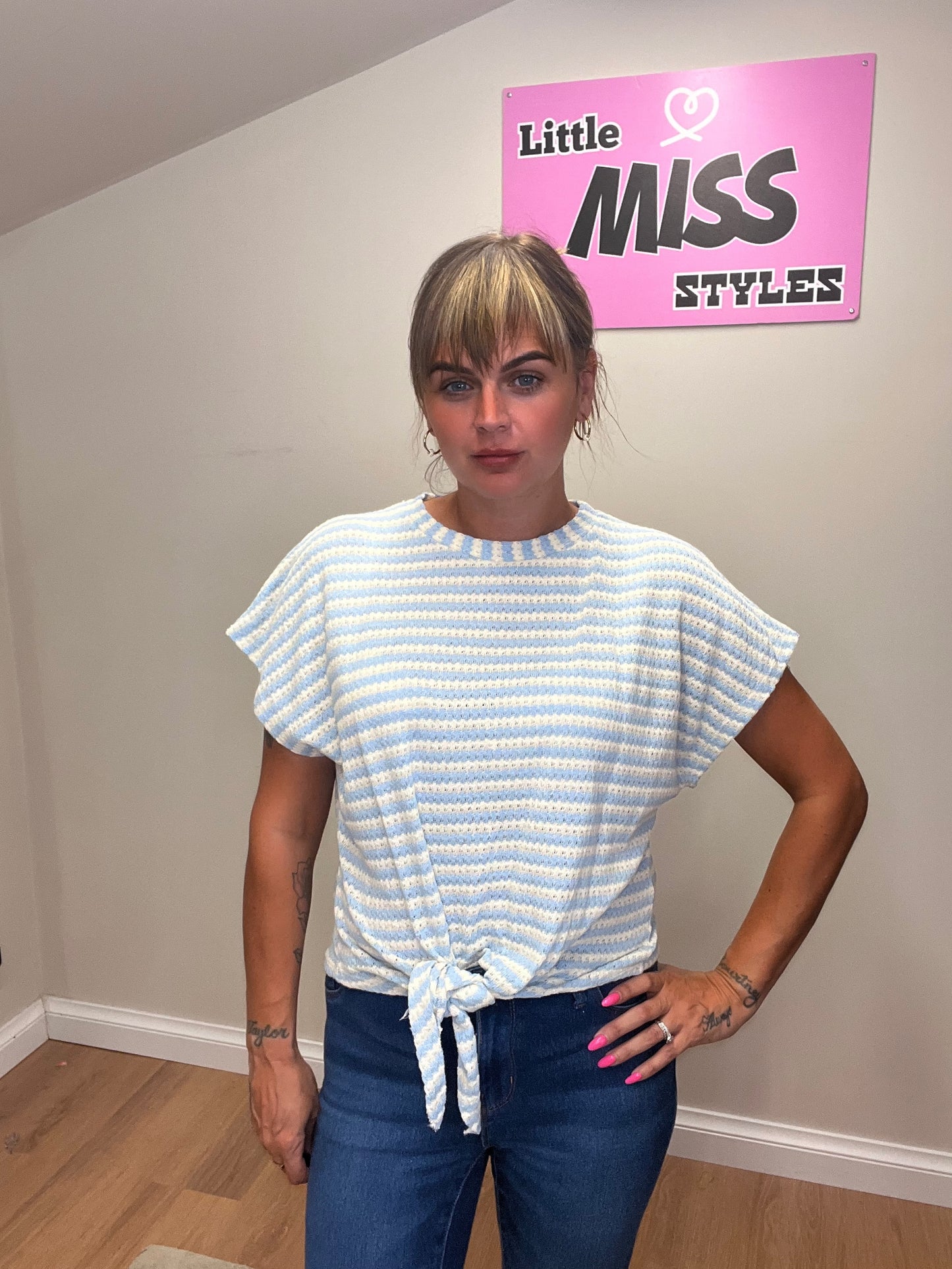 Striped tie top. (Various colours)