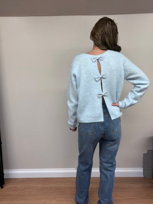 Diamonte bow jumpers