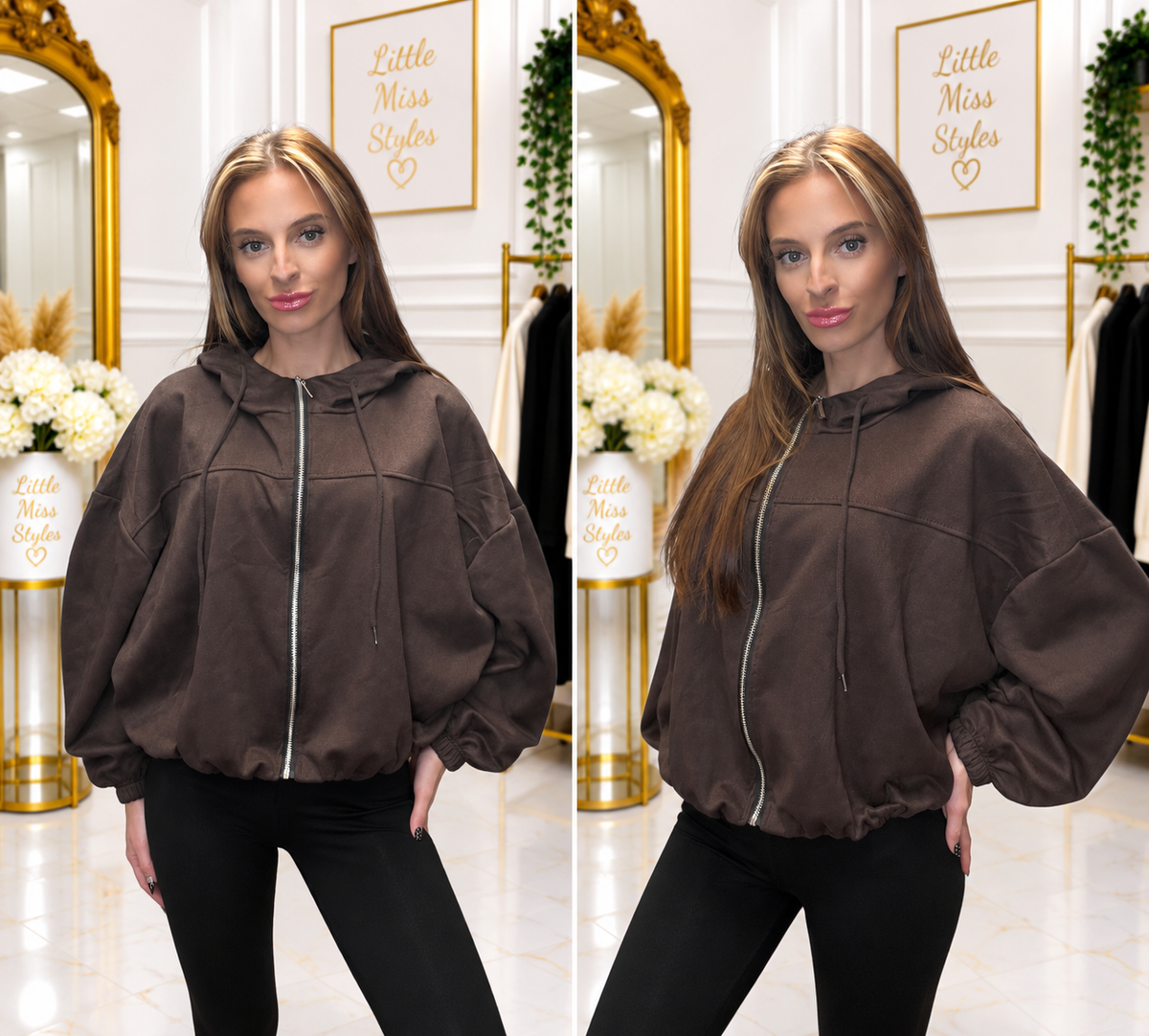 Suedette bomber- choc